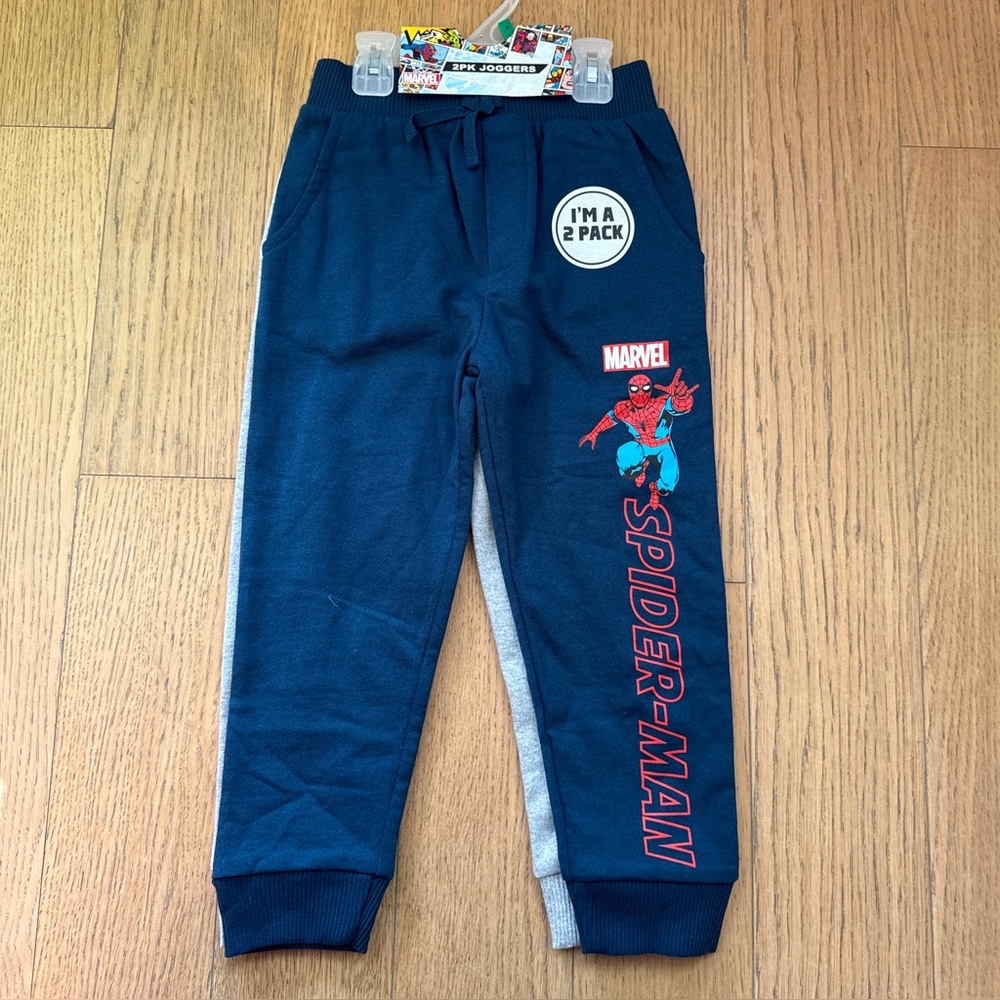 2 Spider-Man Marvel Boy's Toddler Jogger Pants Set NWT - Size 5